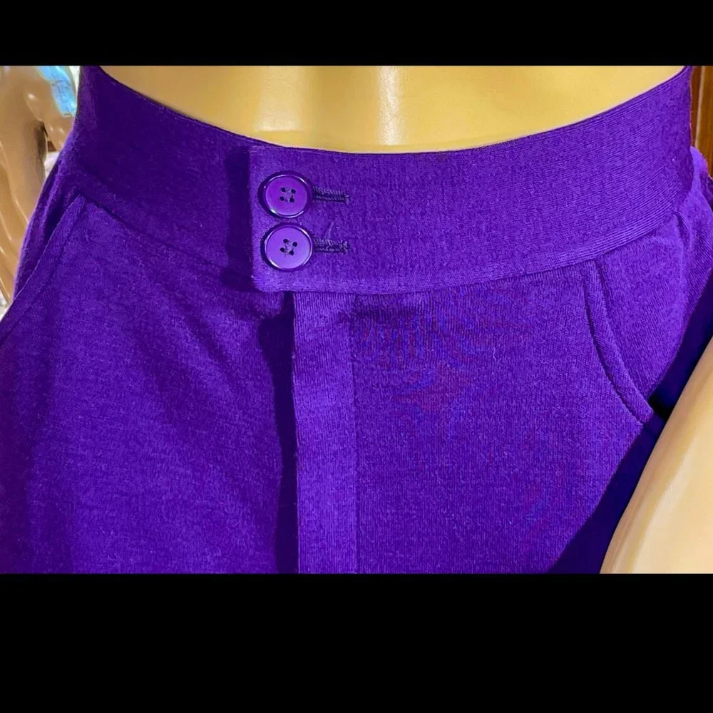 ▪️VTG▪️YVES SAINT LAURENT▪️70's 80's Purple Mod-Style Front Vent Pocket Skirt - Picture 3 of 6